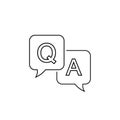 Question and answer line icon in flat style. Discussion speech bubble vector illustration on white background. Question Royalty Free Stock Photo