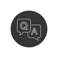 Question and answer line icon in flat style. Discussion speech bubble vector illustration on white background. Question Royalty Free Stock Photo