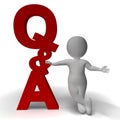 Question and Answer Q&A Sign And 3d Character As Symbol For Supp