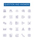 Question and answers line icons signs set. Design collection of Questions, Answers, Quiz, Inquiry, Reply, Answerable