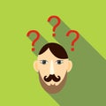 Question brain icon, flat style Royalty Free Stock Photo