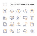 Question collection vector linear colored icons set. Wonder. Isolated collection of question icon for websites. Editable Royalty Free Stock Photo