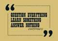 Question everything Euripides. Inspirational quote Business style card
