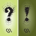 Question and exclamation mark with CO2