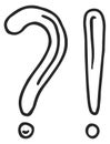 Question exclamation mark doodle. Black punctuation icon Royalty Free Stock Photo