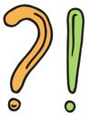 Question and exclamation mark doodle. Wondering punctuation icon Royalty Free Stock Photo