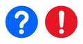 Question and exclamation mark icon set, question and exclamation symbol finding the answer, asking and admiration signs, query FAQ Royalty Free Stock Photo