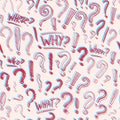 Question exclamation mark Seamless pattern.. Doodle style. Collection of icons and signs Why. Engraved hand drawn sketch Royalty Free Stock Photo