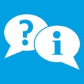 Question and exclamation speech bubbles icon white Royalty Free Stock Photo