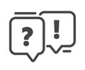 Question and Exclamation Symbols. FAQ Signs in Linear Speech Bubbles, Communication, Discussion and Chatting Concept
