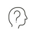Question icon vector. Outline question mark in human head. Line