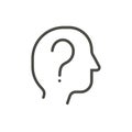 Question icon vector. Outline question mark in human head. Line symbol.