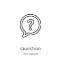 question icon vector from tech support collection. Thin line question outline icon vector illustration. Outline, thin line