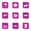 Question icons set, grunge style Royalty Free Stock Photo