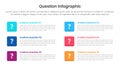 question infographic template banner with simple round square with full stack position 6 points for slide presentation