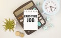 Looking for part time job on notes closeup Royalty Free Stock Photo