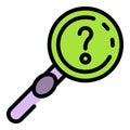 Question magnifier icon color outline vector