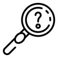 Question magnifier icon, outline style