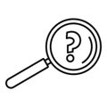 Question magnifier icon, outline style