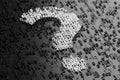 Question Mark as Abstract Black Random Numbers Numeric Characters Background Texture. 3d Rendering
