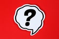 Question mark asking questions ask help problem information support speech bubble communication concept talking saying Royalty Free Stock Photo