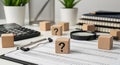 Question mark blocks uncertainty risk assessment analysis problem solving decision making strategy planning finance accounting aud Royalty Free Stock Photo