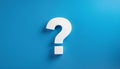 Question mark on blue background. 3D rendering. FAQ and QA. Problem solution Royalty Free Stock Photo