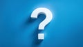Question mark on blue background. 3D rendering. FAQ and QA. Problem solution Royalty Free Stock Photo