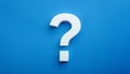 Question mark on blue background. 3D rendering. FAQ and QA. Problem solution Royalty Free Stock Photo