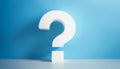 Question mark on blue background. 3D rendering. FAQ and QA. Problem solution Royalty Free Stock Photo