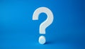 Question mark on blue background. 3D rendering. FAQ and QA. Problem solution Royalty Free Stock Photo