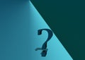 a question mark on a blue background . FAQ frequency asked questions, Answer and Brainstorming Concepts. 3d rendering