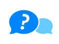 Question mark blue dialog bubble, FAQ button vector icon Royalty Free Stock Photo