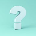 Question mark on blue green pastel color background with shadow Royalty Free Stock Photo