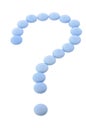 Question mark from blue pills