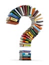 Question mark from books. Searching information or FAQ edication concept