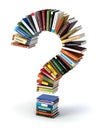 Question mark from books. Searching information or FAQ edication concept