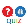 Question mark and brain like quiz. concept of quizz time, mind, Royalty Free Stock Photo