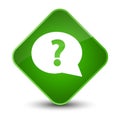 Question mark bubble icon elegant green diamond button Royalty Free Stock Photo