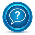 Question mark bubble icon eyeball blue round button Royalty Free Stock Photo