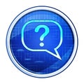 Question mark bubble icon futuristic blue round button vector illustration Royalty Free Stock Photo