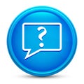 Question mark bubble icon glass shiny blue round button isolated design vector illustration Royalty Free Stock Photo