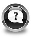 Question mark bubble icon glossy black round button Royalty Free Stock Photo