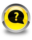 Question mark bubble icon glossy yellow round button Royalty Free Stock Photo