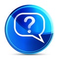 Question mark bubble icon glassy vibrant sky blue round button illustration Royalty Free Stock Photo