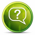 Question mark bubble icon spring bright natural green round button illustration Royalty Free Stock Photo