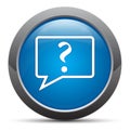 Question mark bubble icon premium blue round button vector illustration Royalty Free Stock Photo