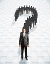Question mark businessmen, patterned background Royalty Free Stock Photo