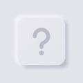 Question mark button icon, White Neumorphism soft UI Design for Web design Royalty Free Stock Photo