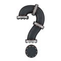 Question mark from cast iron pipes, 3D rendering Royalty Free Stock Photo